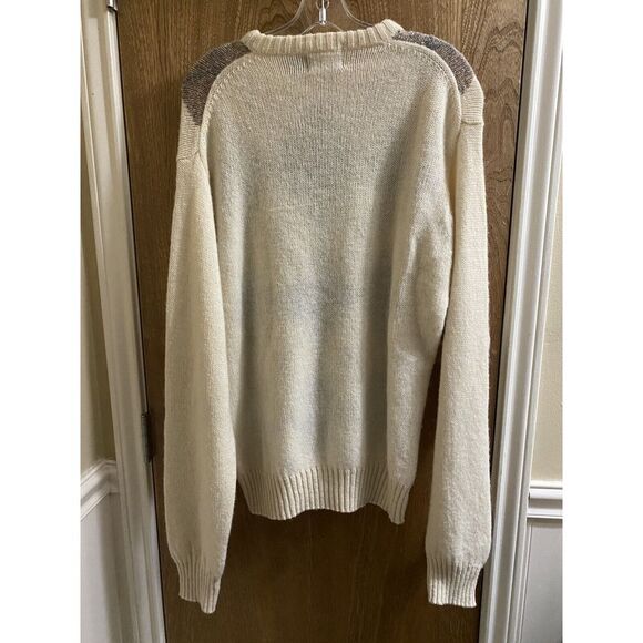 Vintage Par Four Sportswear Ivory Argyle Print Wool V-Neck Sweater Tall LT 42-44 - Picture 8 of 11